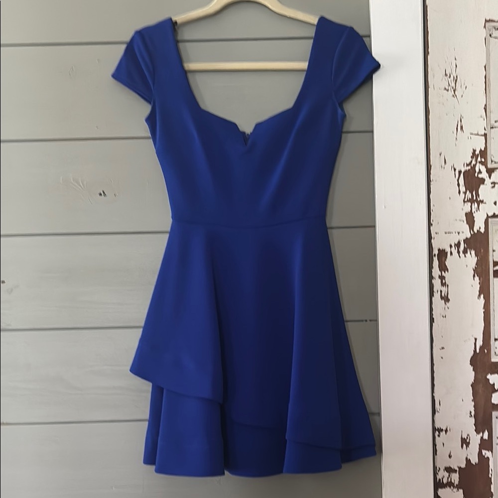 B Darlin Blue Tiered Ruffled Mini Dress